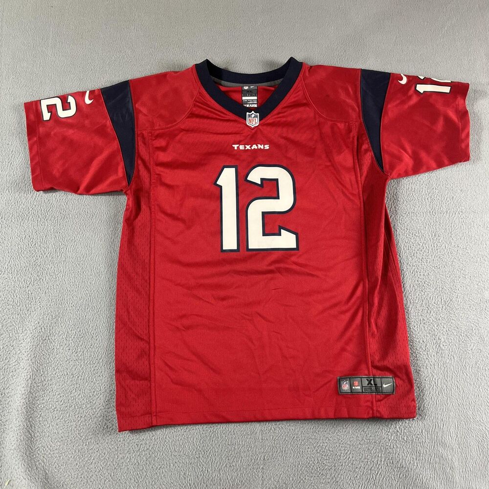 Houston Texans Jersey Boys XL Red Navy NFL Football Nike On Field Shepherd 12